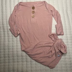 Posh Peanut pink dusty rose ribbed knotted gown